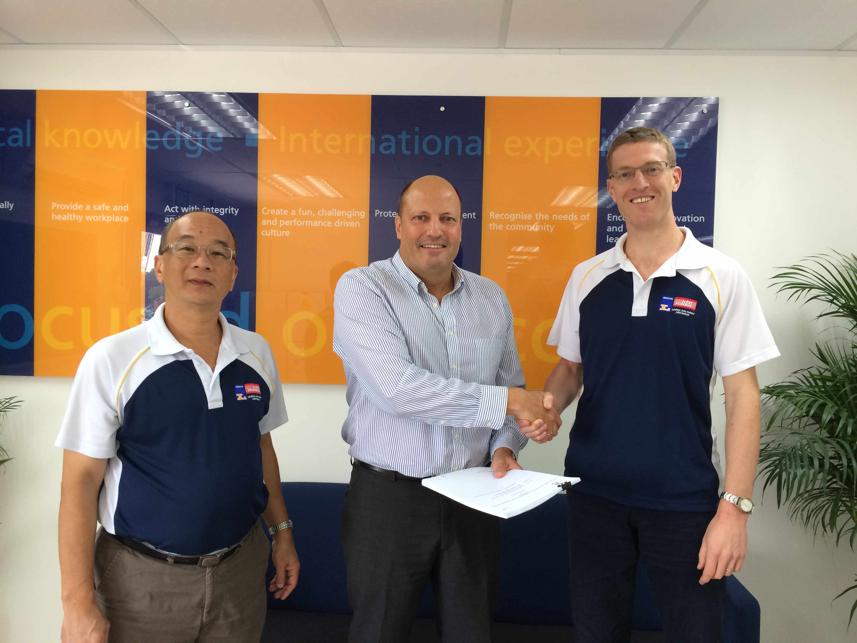 Adam Beeby with Kheng Guan Wee  Commercial Manager & Andreas Mindt  Tunnel Manager both from Leighton John Holland Joint Venture